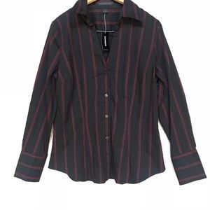 Express Black Button Down Blouse, NWT, Pinstripe